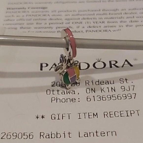 Auth PANDORA *RETIRED* Sterling Silver Rabbit Lantern Enamel Charm 797603ENMX - Picture 7 of 11
